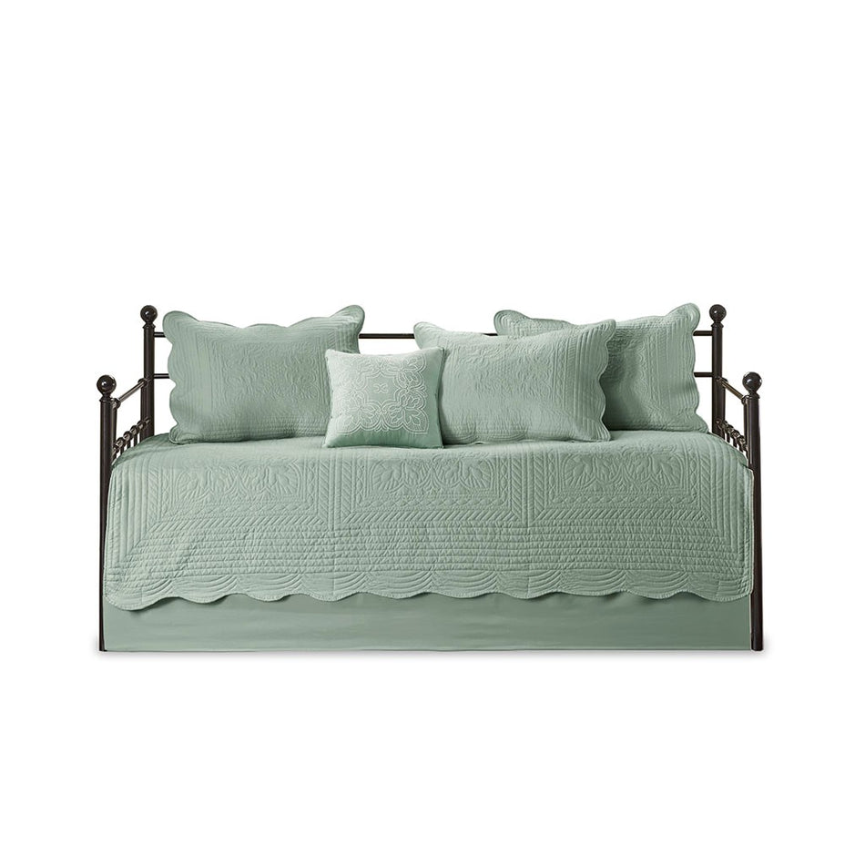 Tuscany 6 Piece Reversible Scalloped Edge Daybed Cover Set - Seafoam - Daybed Size - 39" x 75"
