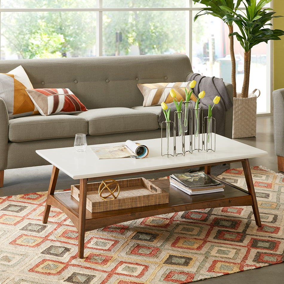 Madison Park Parker Coffee Table - Off White / Pecan