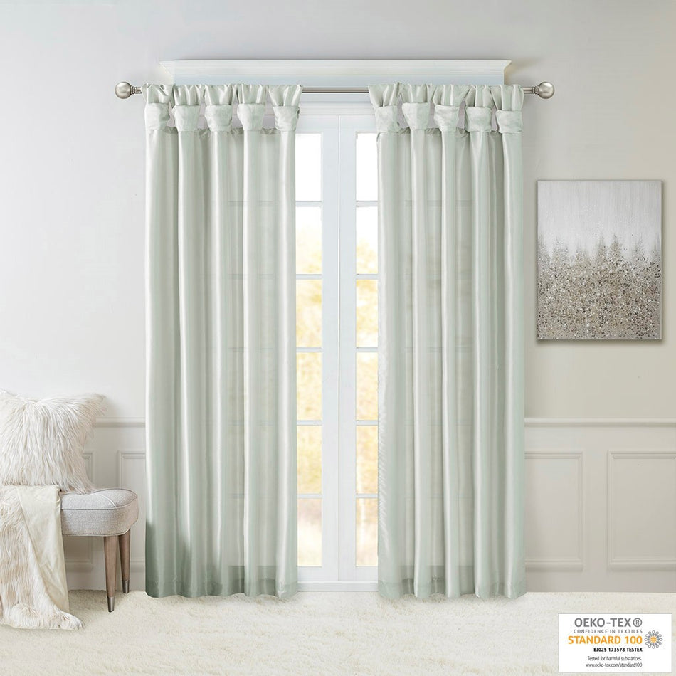 Emilia Twist Tab Lined Window Curtain - Dusty Aqua - 50x95"