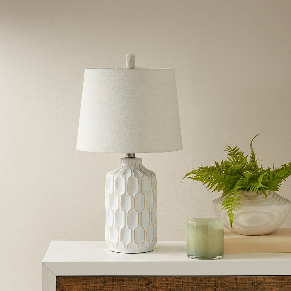 INK+IVY Contour Ceramic Table Lamp - Ivory 
