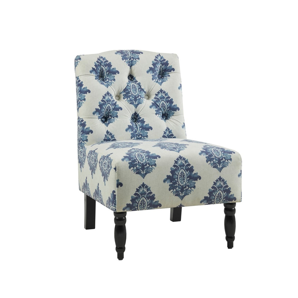 Lola Tufted Armless Chair - Navy / Cream