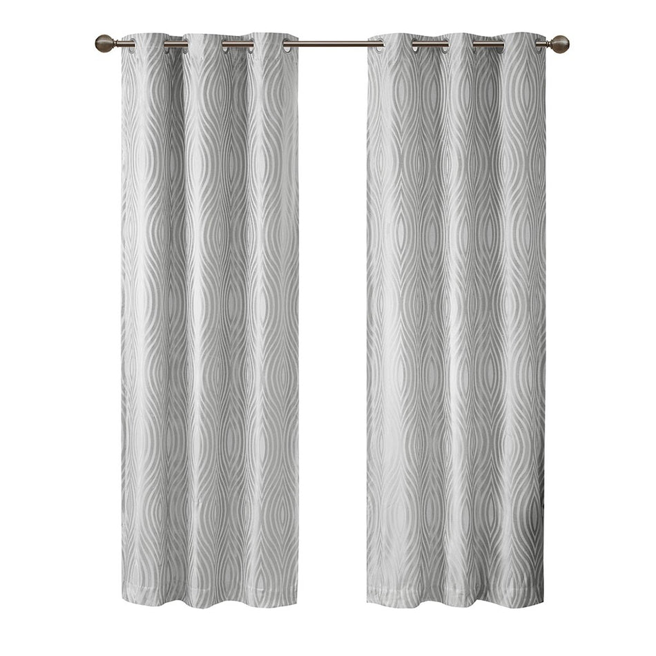 Cannes Ogee Jacquard Total Blackout Magnetic Closure Panel Pair - Silver - 84" Panel