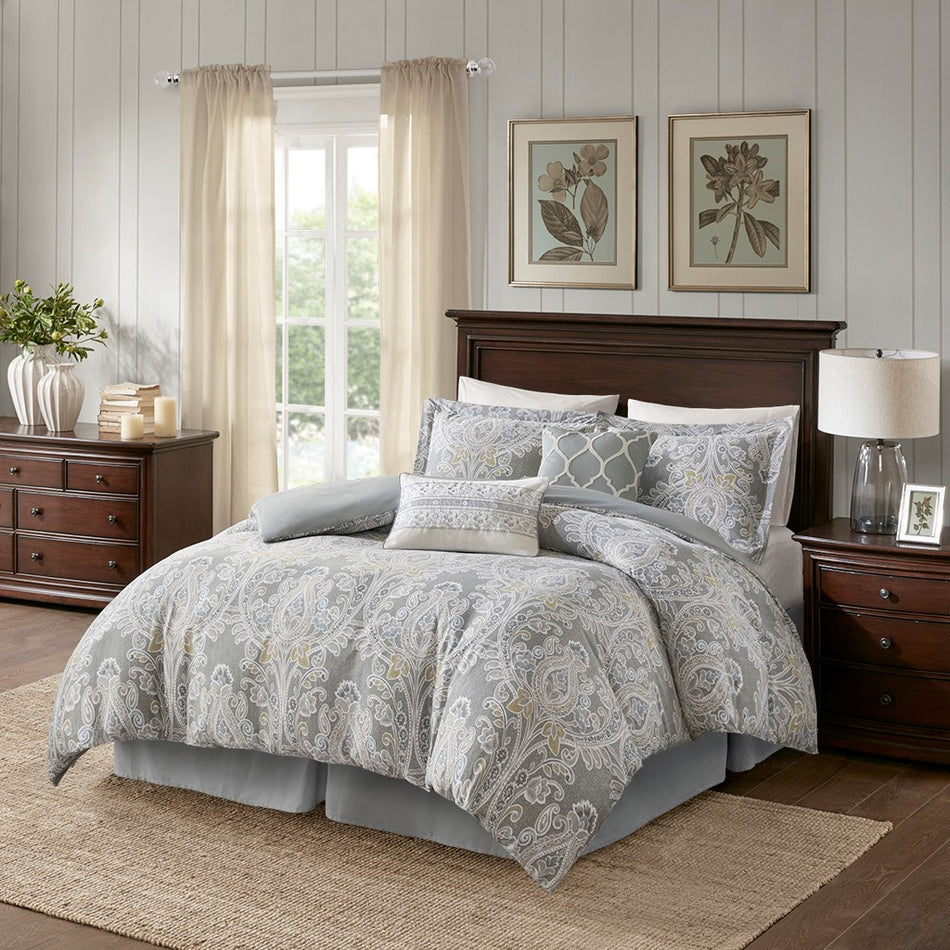 Harbor House Hallie 6 Piece Cotton Comforter Set - Grey - King Size