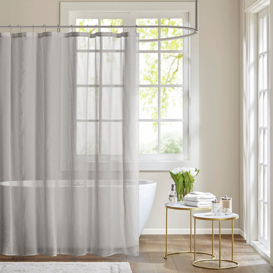 Madison Park Anna Sheer Shower Curtain - Grey - 72x72"