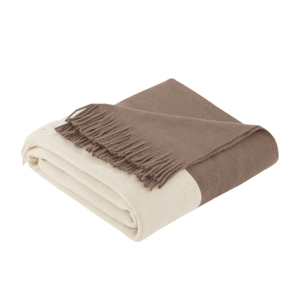 Stockholm Color Block Faux Cashmere Throw - Taupe - 50x60"