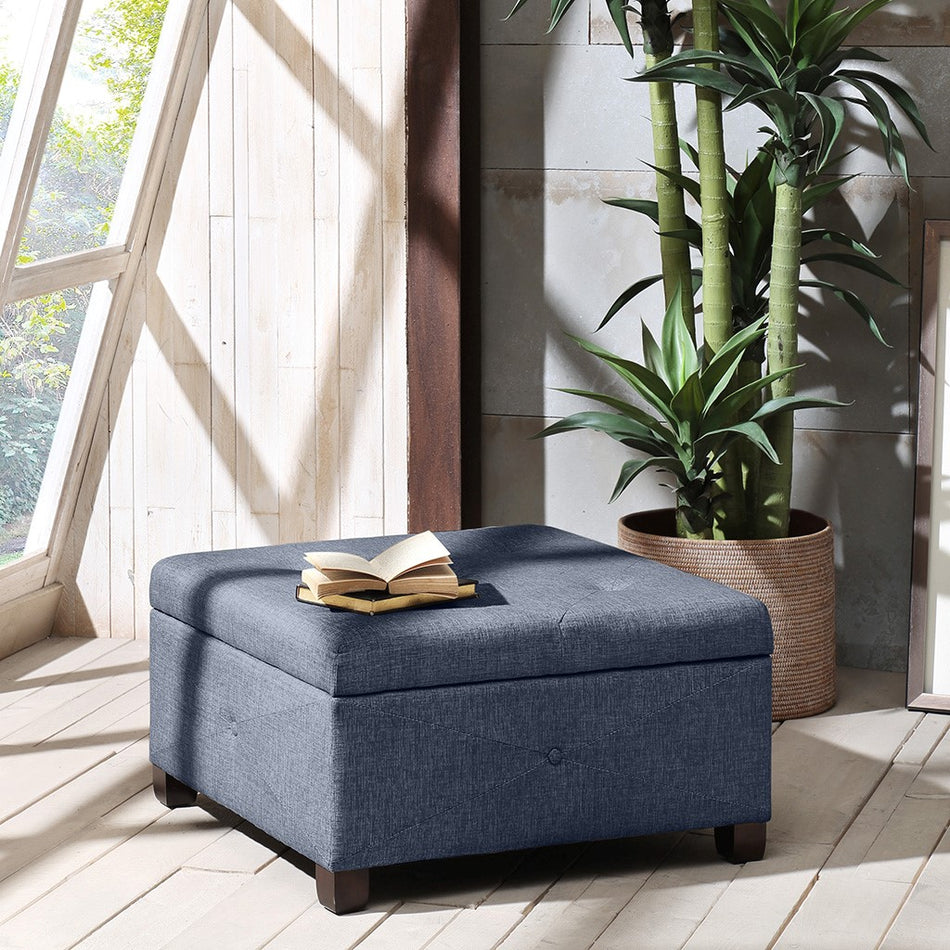 Madison Park Aspen Soft Close Storage Ottoman - Blue