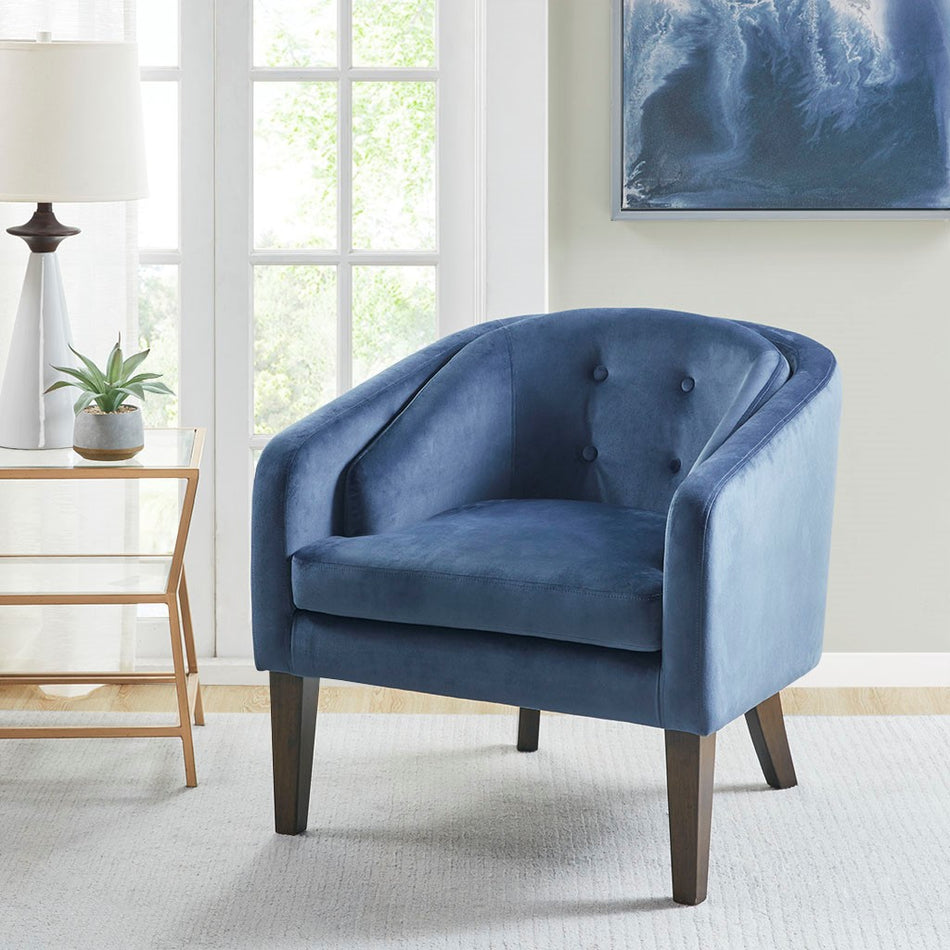 Madison Park Ian Upholstered Tufted Mid-Century Accent Chair - Blue 