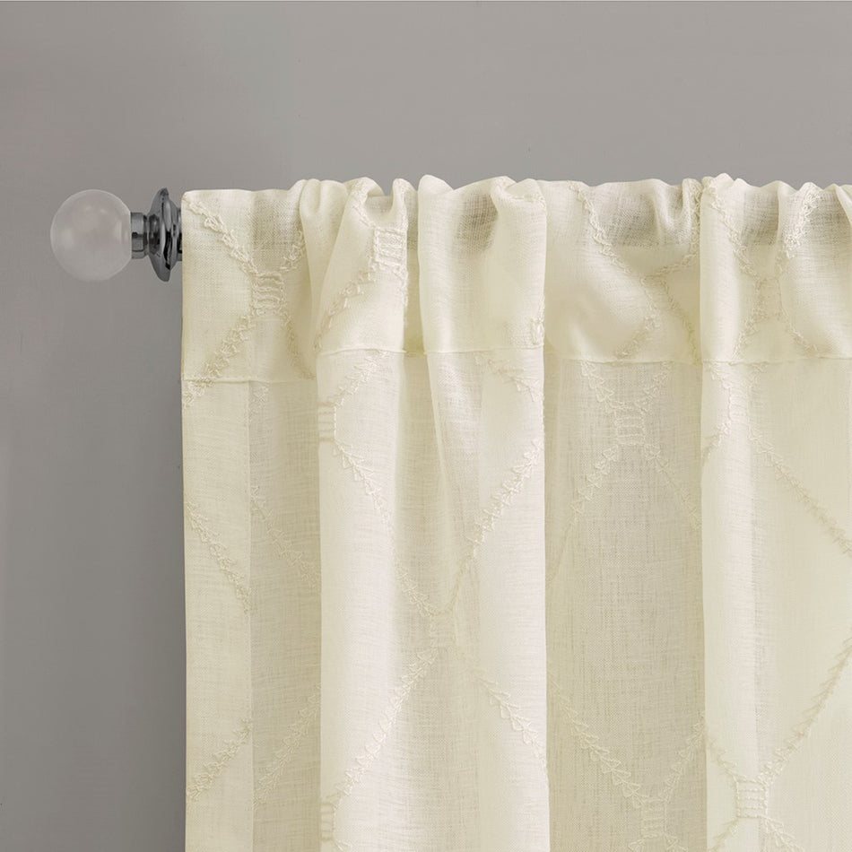 Irina Diamond Sheer Window Curtain - Ivory - 50x95"