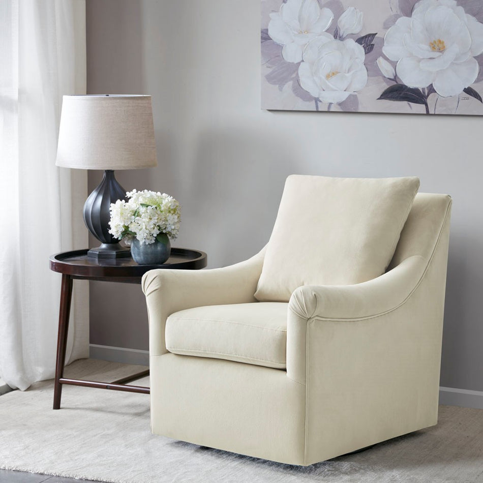 Madison Park Deanna Upholstered Swivel Accent Chair - Cream