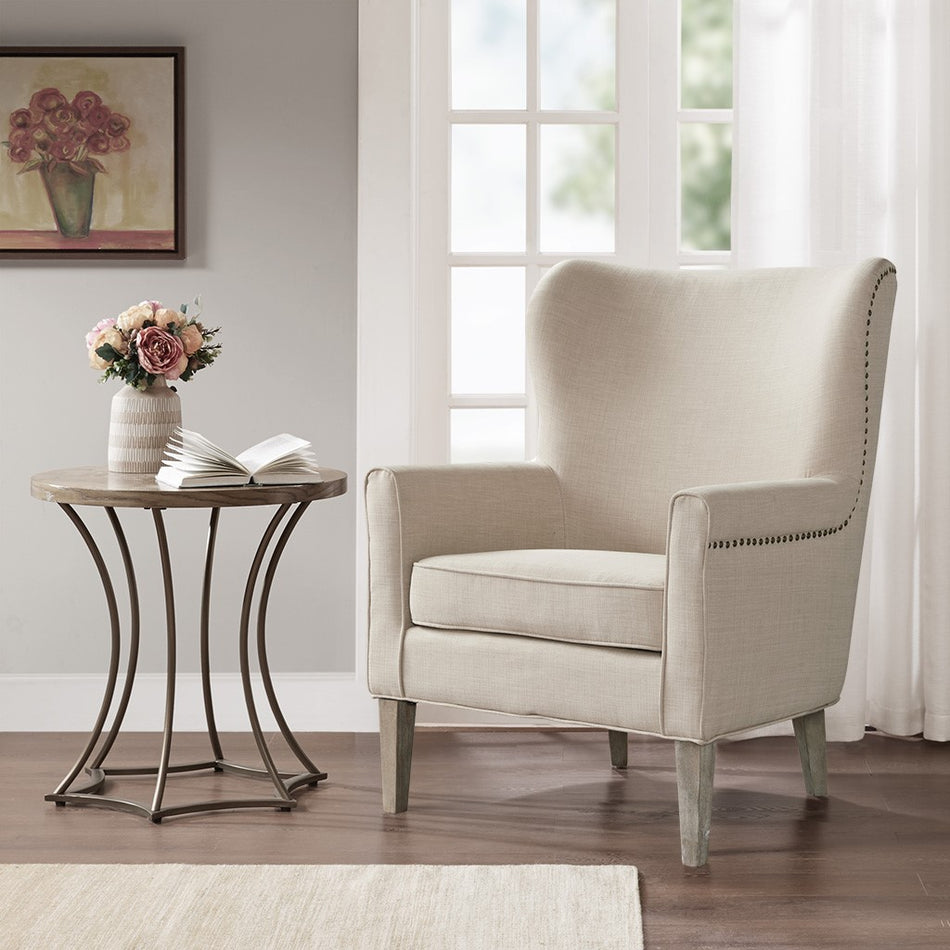 Madison Park Colette Accent Wingback Chair - Natural