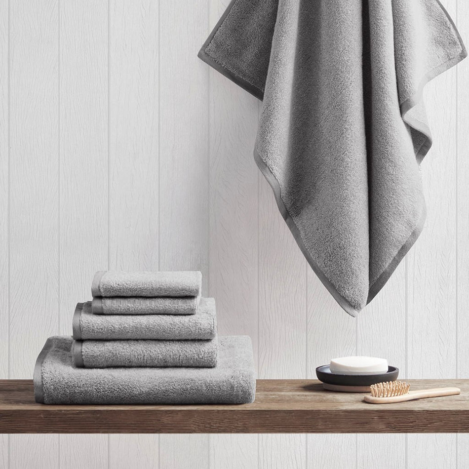 Woolrich Marle 100% Cotton Dobby Yarn Dyed 6 Piece Towel Set - Grey 
