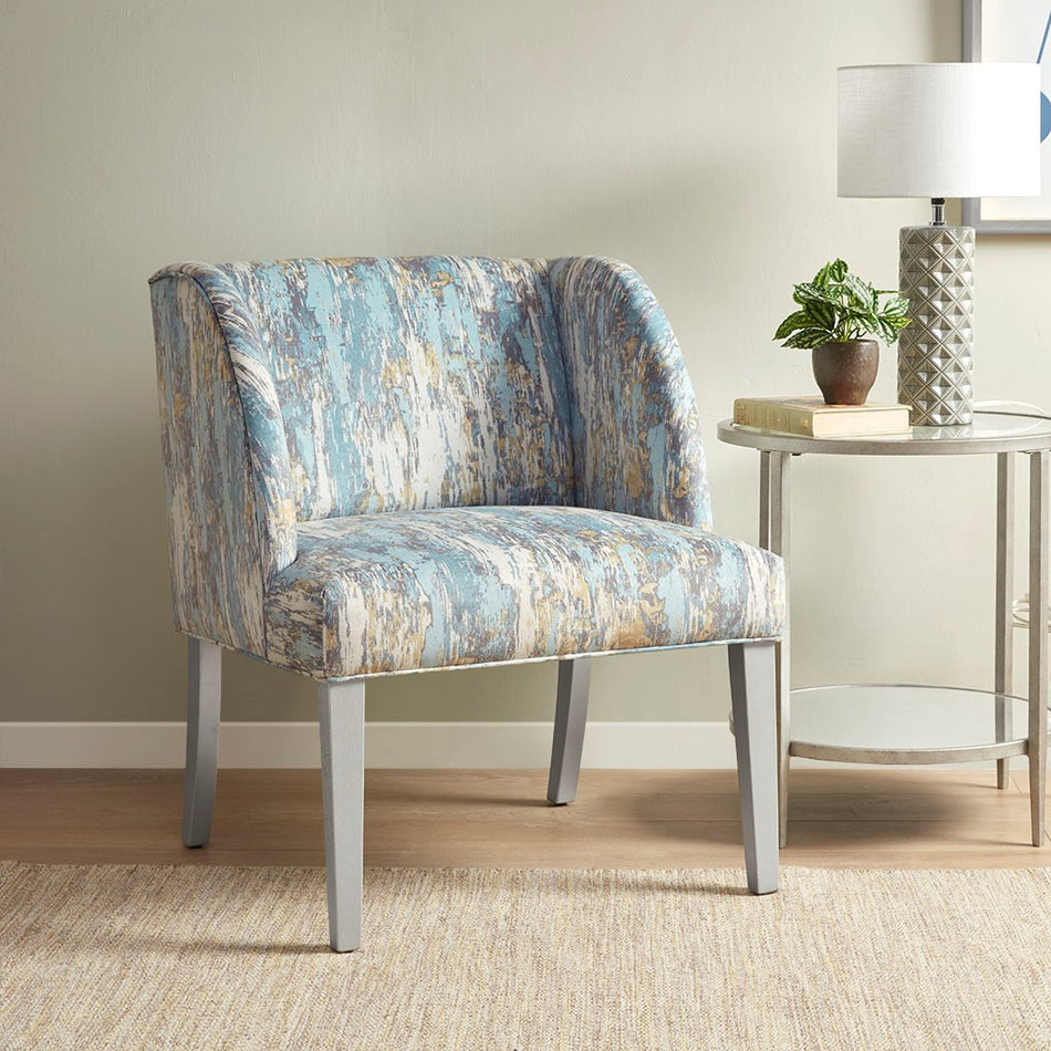 Madison Park Delilah Upholstered Wingback Accent Lounge chair - Gray / Blue