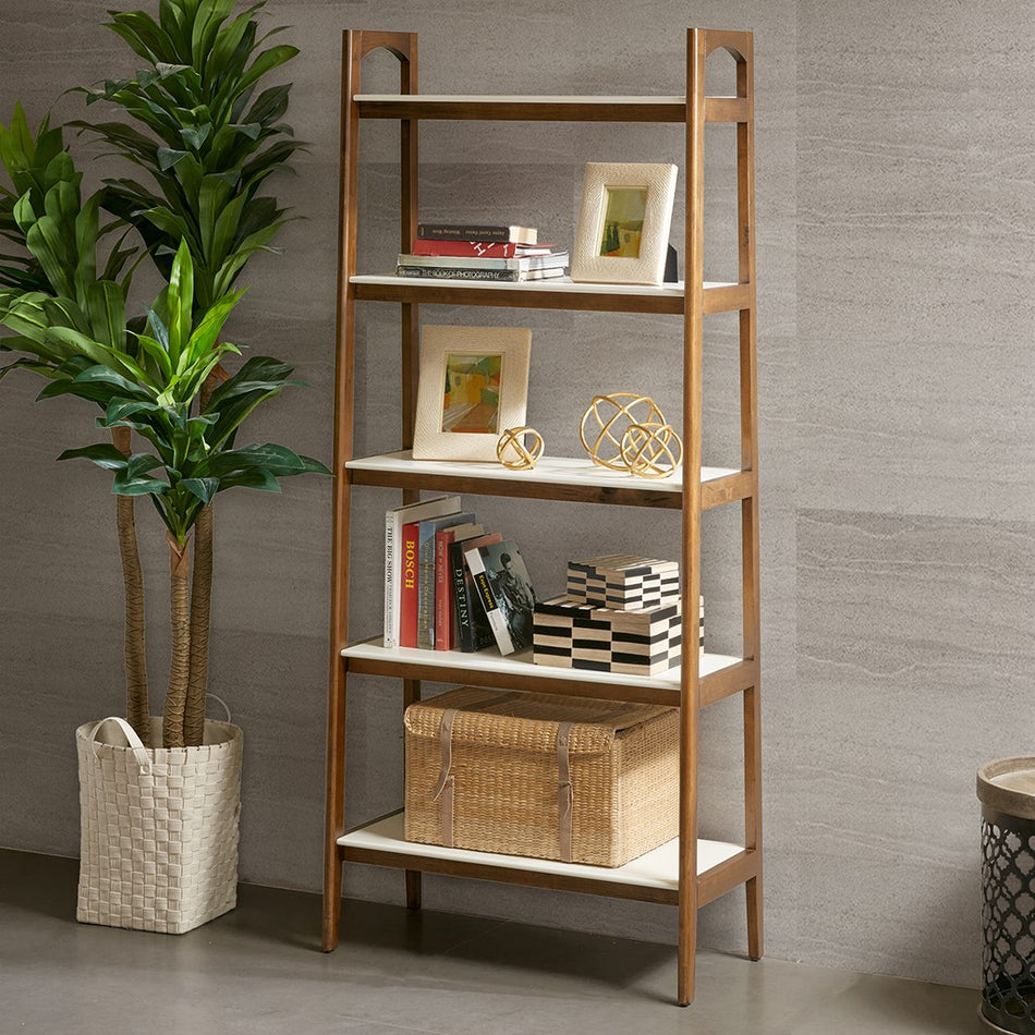 Madison Park Parker Shelf / Bookcase - Off White / Pecan