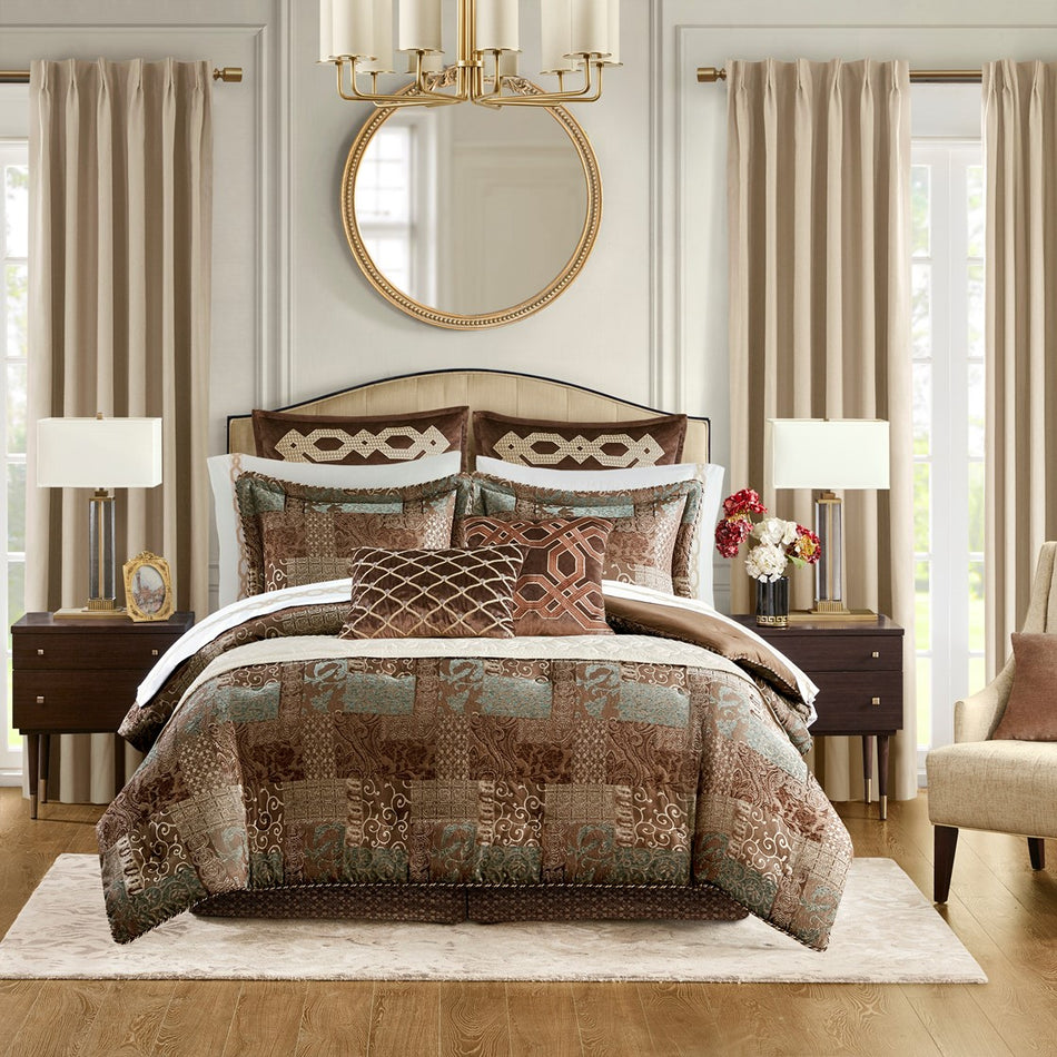 Croscill Classics Galleria 4 Piece Brown Comforter Set - Brown  - Queen Size Shop Online & Save - ExpressHomeDirect.com