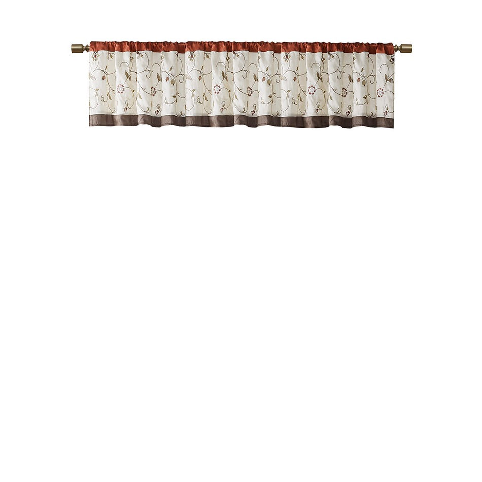 Serene Embroidered Window Valance - Spice - 50x18"