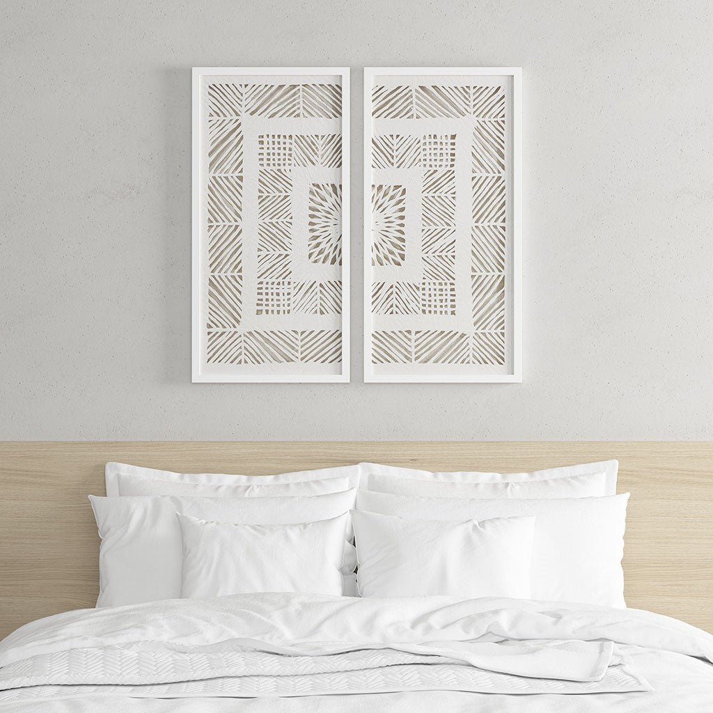 Madison Park Tala Framed Rice Paper Shadow Box 2 Piece Set - Natural