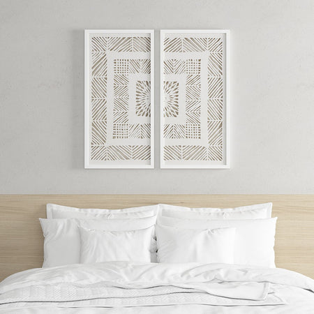Madison Park Tala Framed Rice Paper Shadow Box 2 Piece Set - Natural
