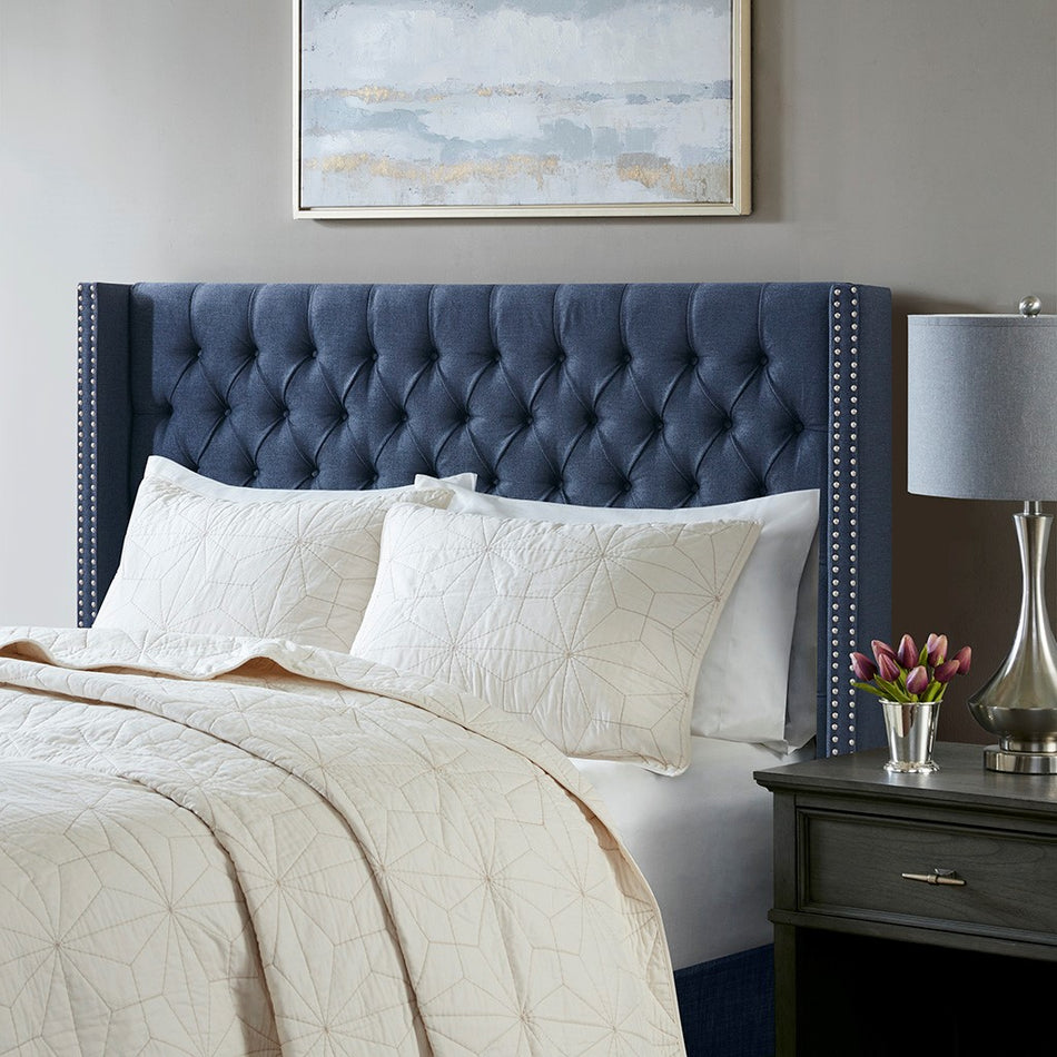 Madison Park Amelia Upholstery Headboard - Navy - Queen Size