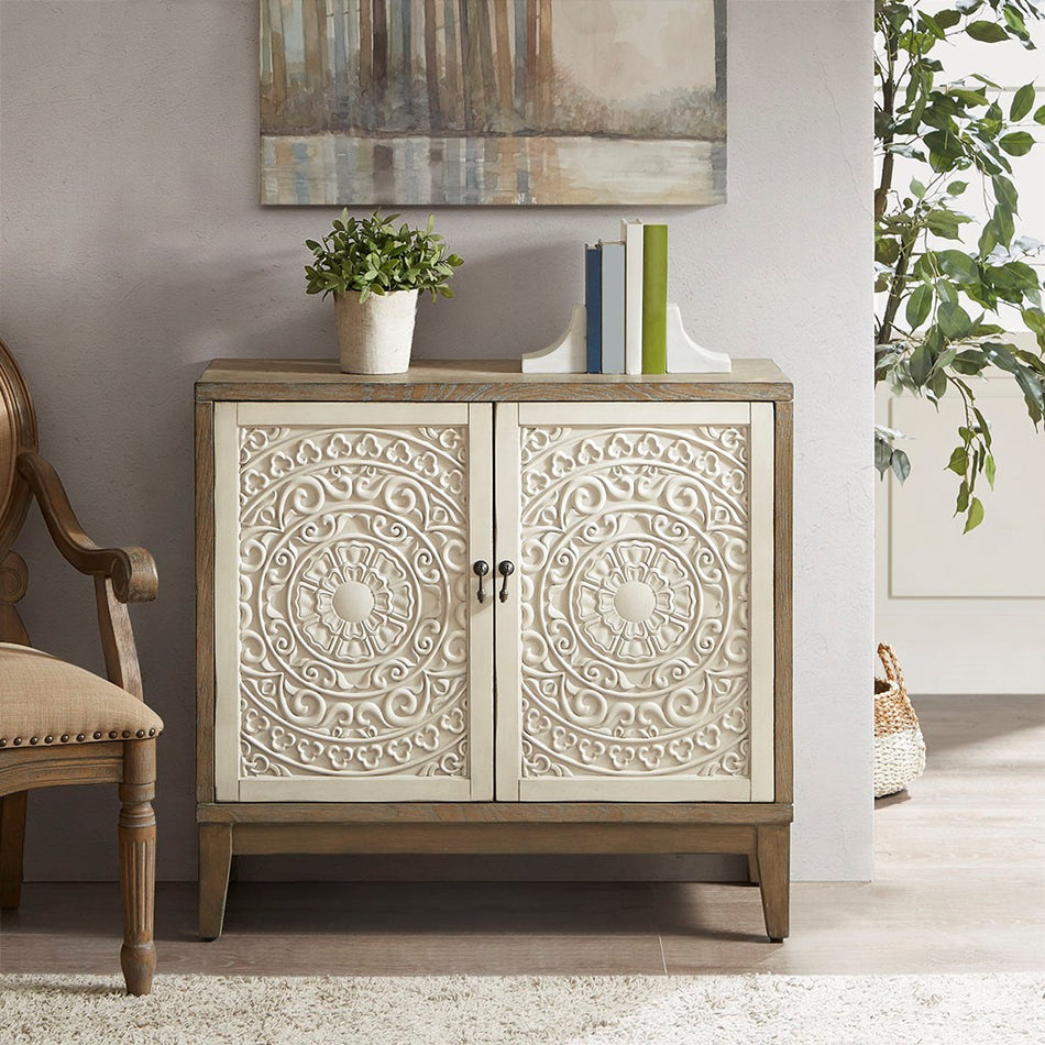 Madison Park Cowley Accent Chest - Reclaimed Walnut / Antique Cream 