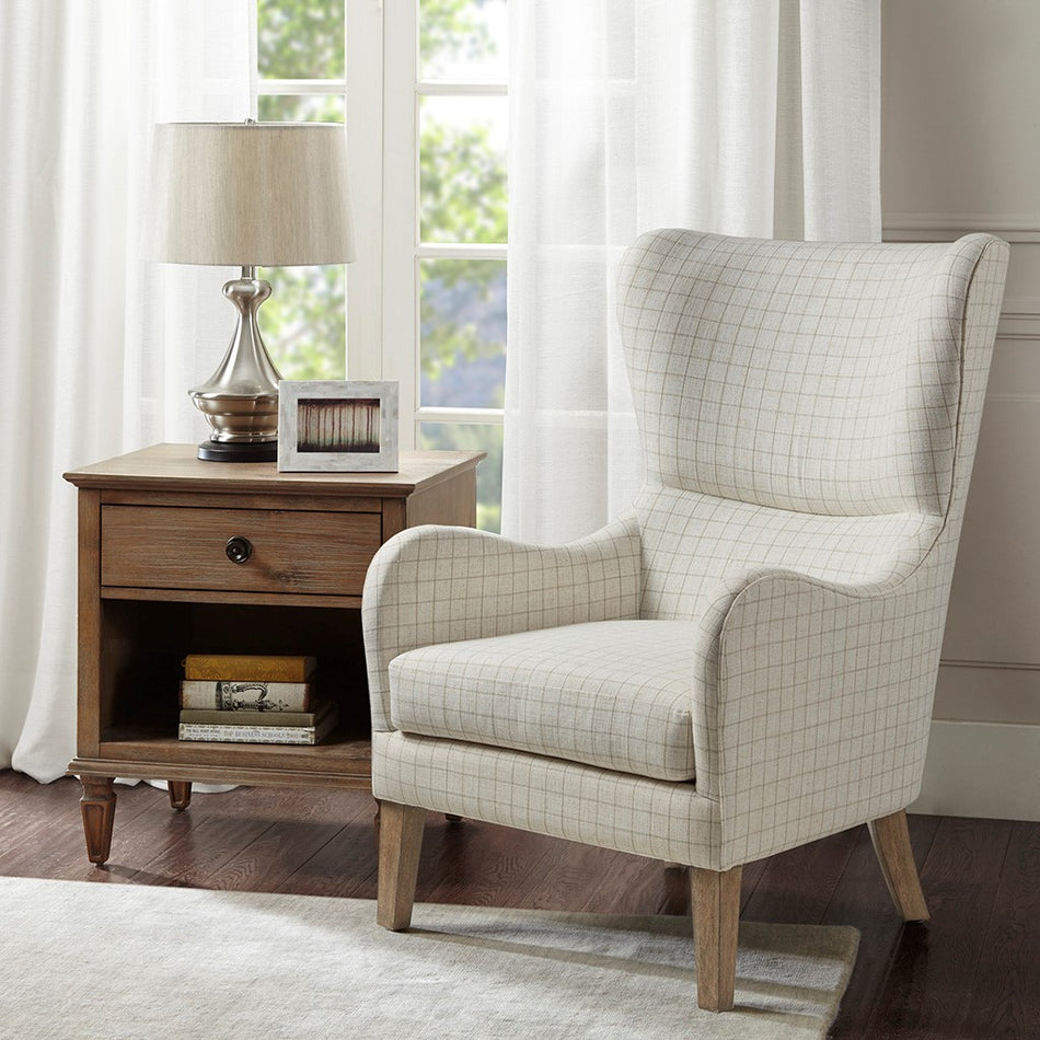 Madison Park Arianna Swoop Wing Chair - Linen