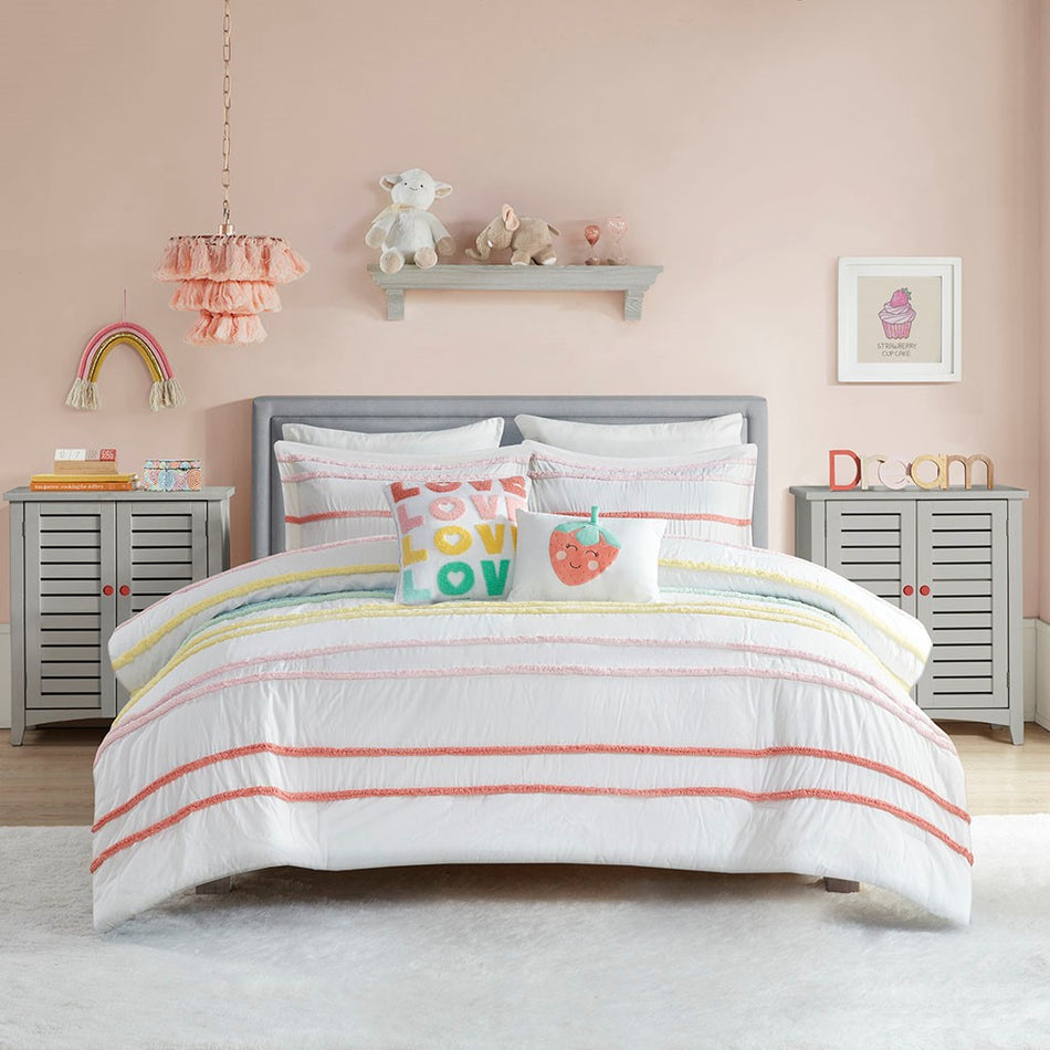 Urban Habitat Kids Haisley Cotton Comforter Set with Chenille Trim - Pink  - Full Size / Queen Size Shop Online & Save - ExpressHomeDirect.com