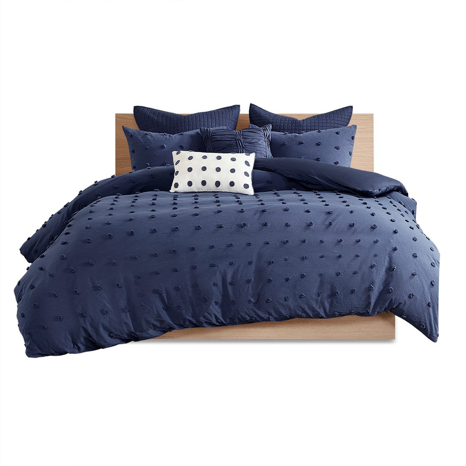 Brooklyn Cotton Jacquard Comforter Set - Indigo Blue - Twin Size / Twin XL Size