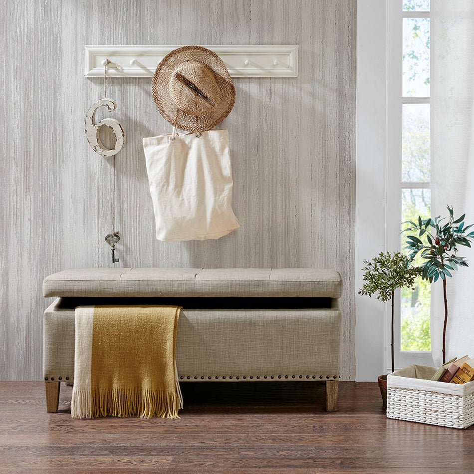 Madison Park Shandra II Tufted Top Soft Close Storage Bench - Light Grey