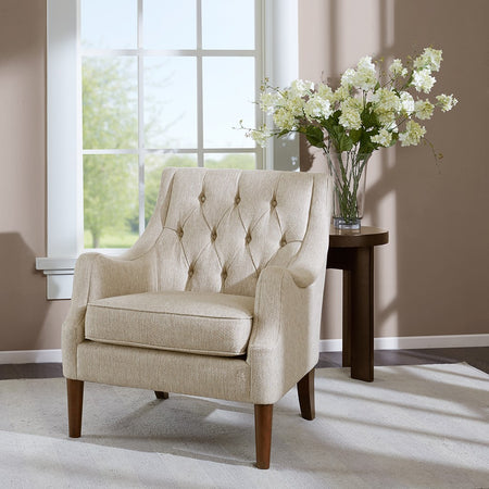Madison Park Qwen Button Tufted Accent Chair - Beige