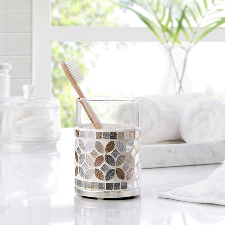 Croscill Seville Mosaic Glass Tumbler - Silver  - One Size Shop Online & Save - ExpressHomeDirect.com