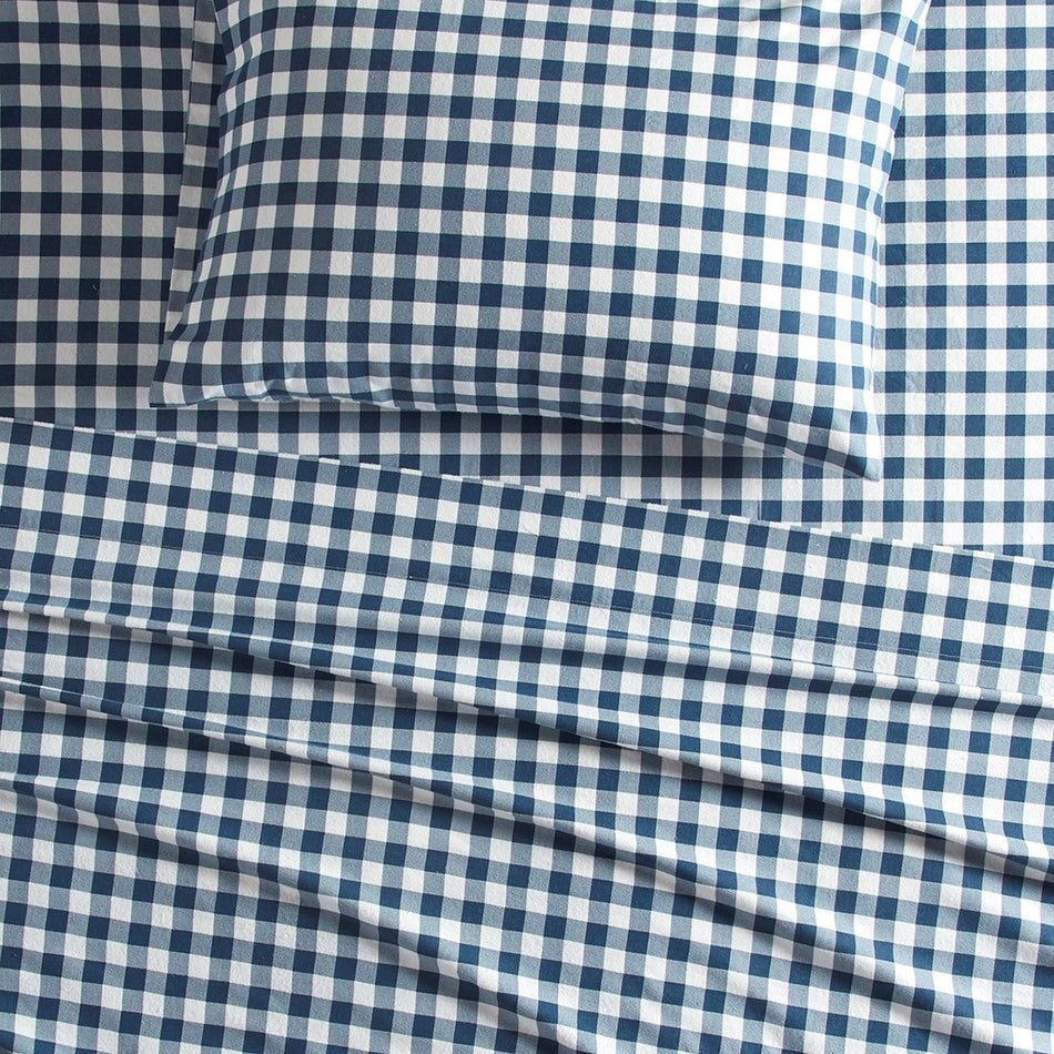 Cotton Flannel Sheet Set - Blue Buffalo Check - Cal King Size