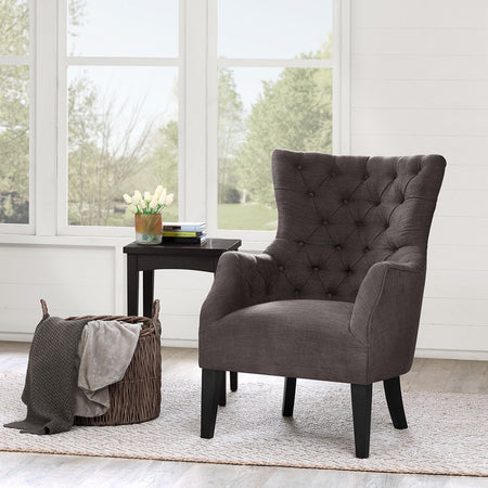 Madison Park Hannah Button Tufted Wing Chair - Brown