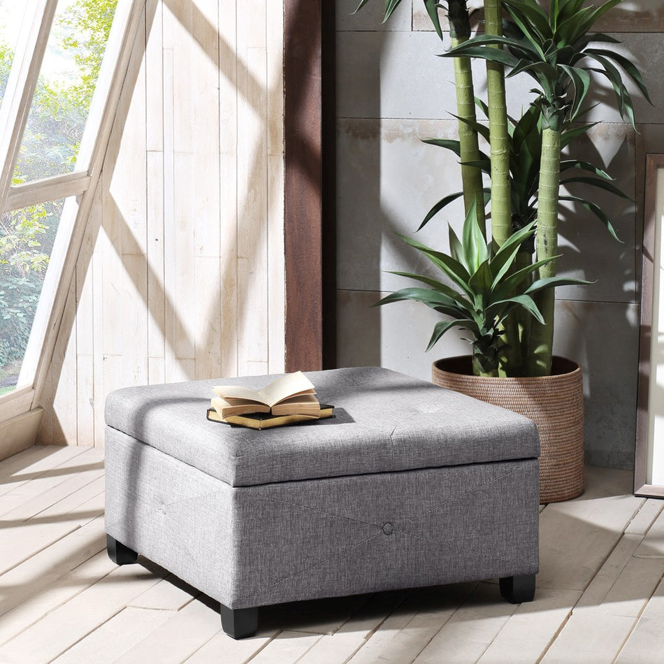 Madison Park Aspen Soft Close Storage Ottoman - Charcoal