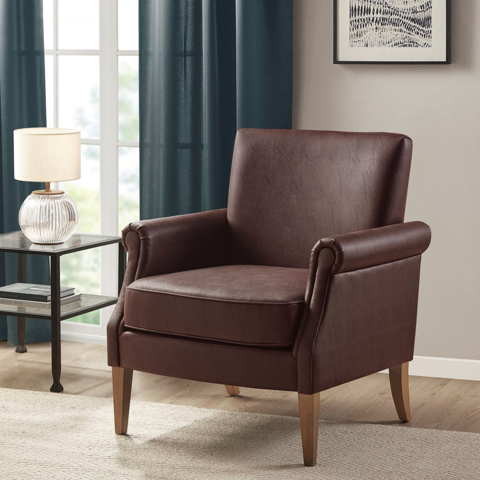 Madison Park Annika Faux Leather Accent Arm Chair - Brown  Shop Online & Save - ExpressHomeDirect.com