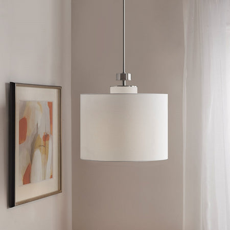 INK+IVY Pacific Metal Pendant with Drum Shade - Plated Nickel 