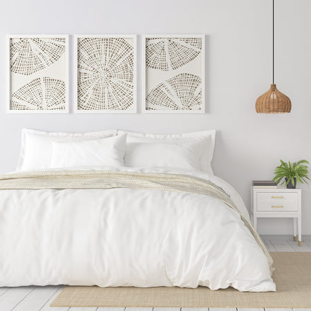 Madison Park Solana Coastal Rice Paper Framed Shadow Box 3 Piece Set - Off White