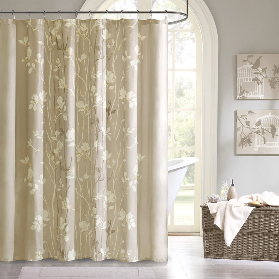 Madison Park Essentials Vaughn Shower Curtain - Taupe - 72x72"