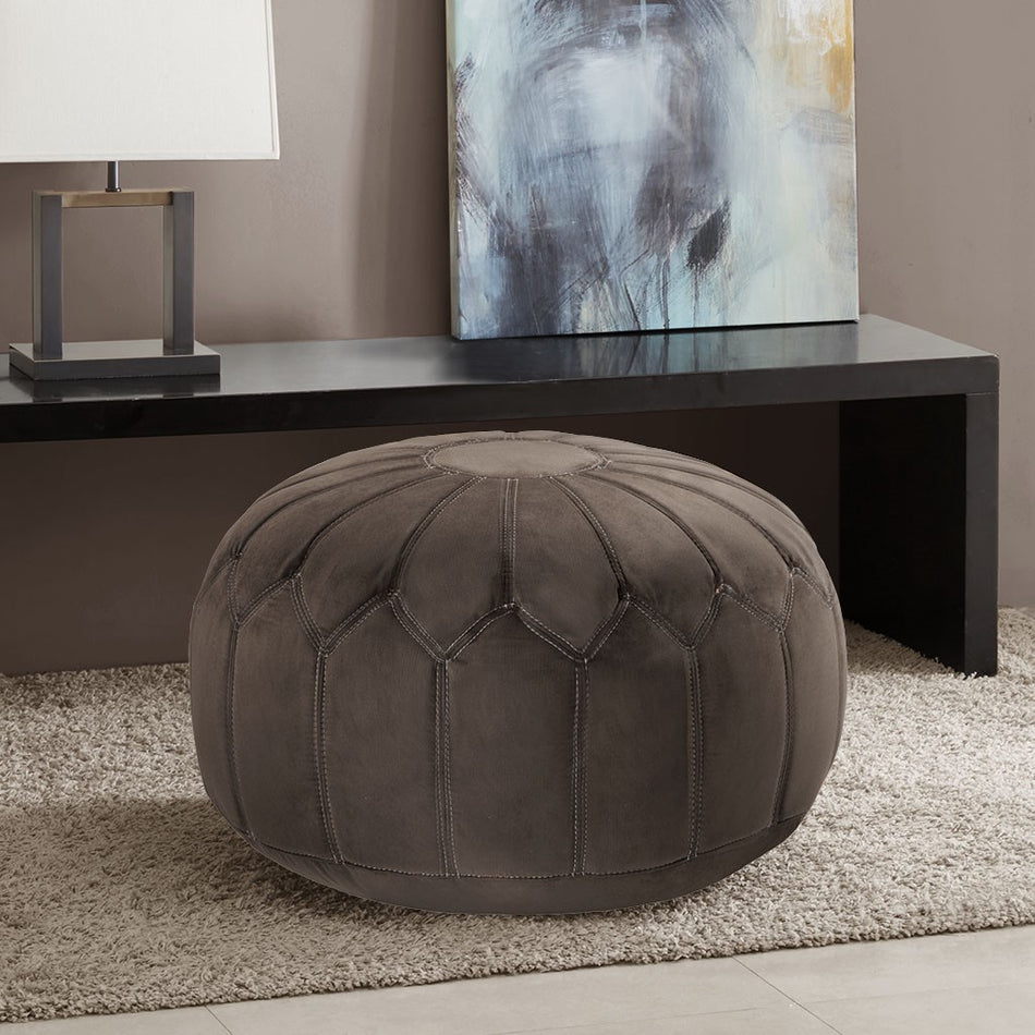 Madison Park Kelsey Round Pouf Ottoman - Brown
