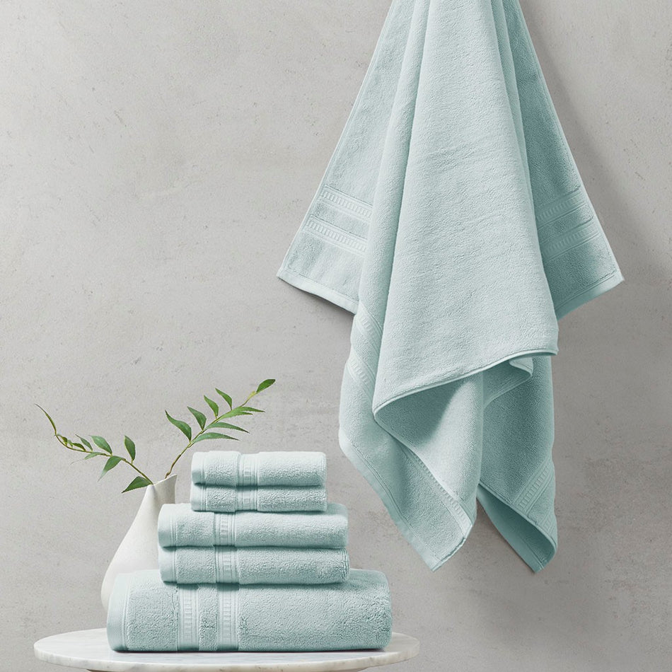 Beautyrest Plume 100% Cotton Feather Touch Antimicrobial Towel 6 Piece Set - Seafoam 