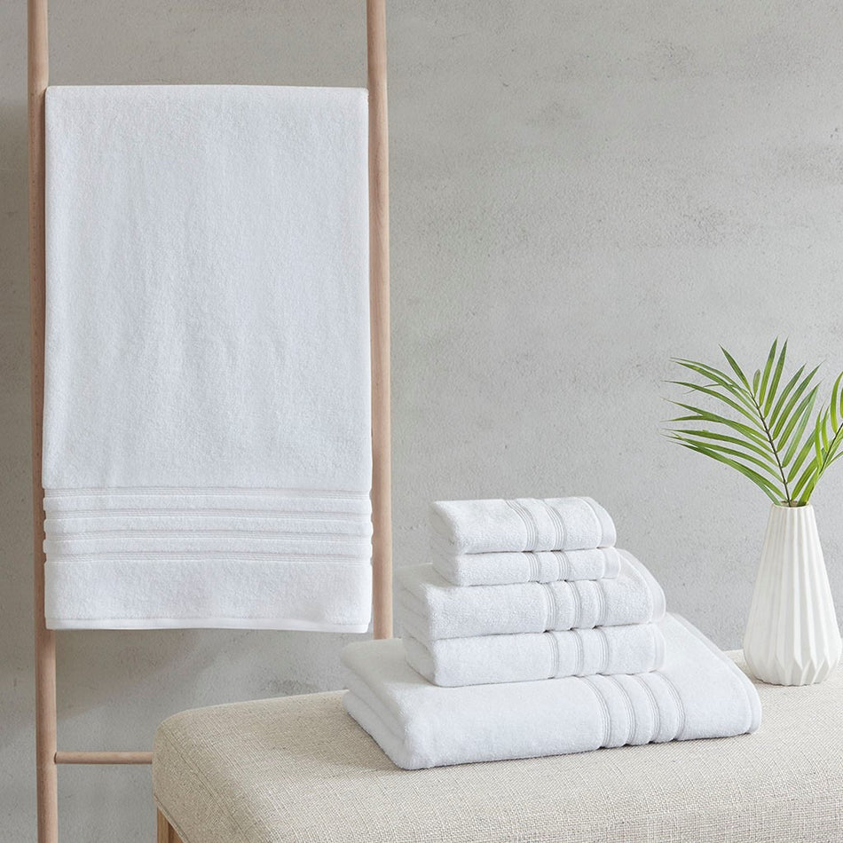 Clean Spaces Nurture Sustainable Antimicrobial Bath Towel 6 Piece Set - White 