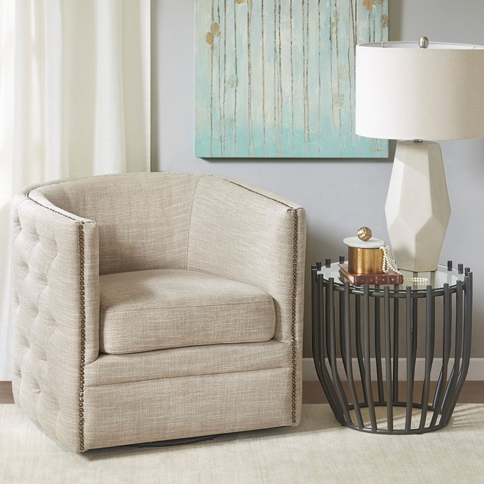 Madison Park Capstone Swivel Chair - Taupe Multi