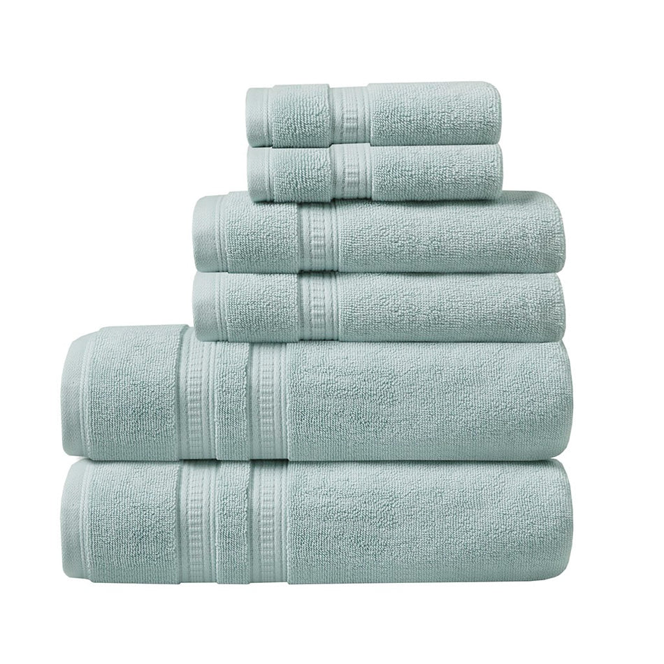 Plume 100% Cotton Feather Touch Antimicrobial Towel 6 Piece Set - Seafoam