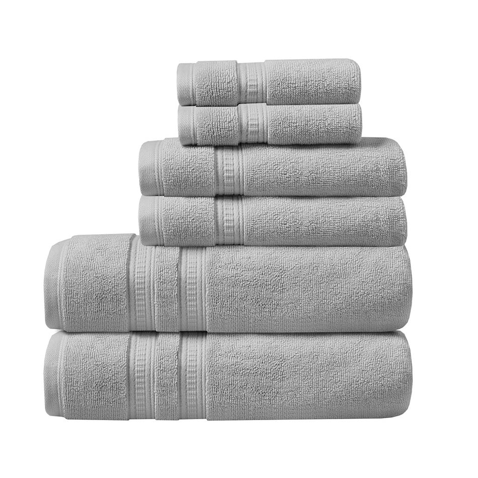 Plume 100% Cotton Feather Touch Antimicrobial Towel 6 Piece Set - Grey
