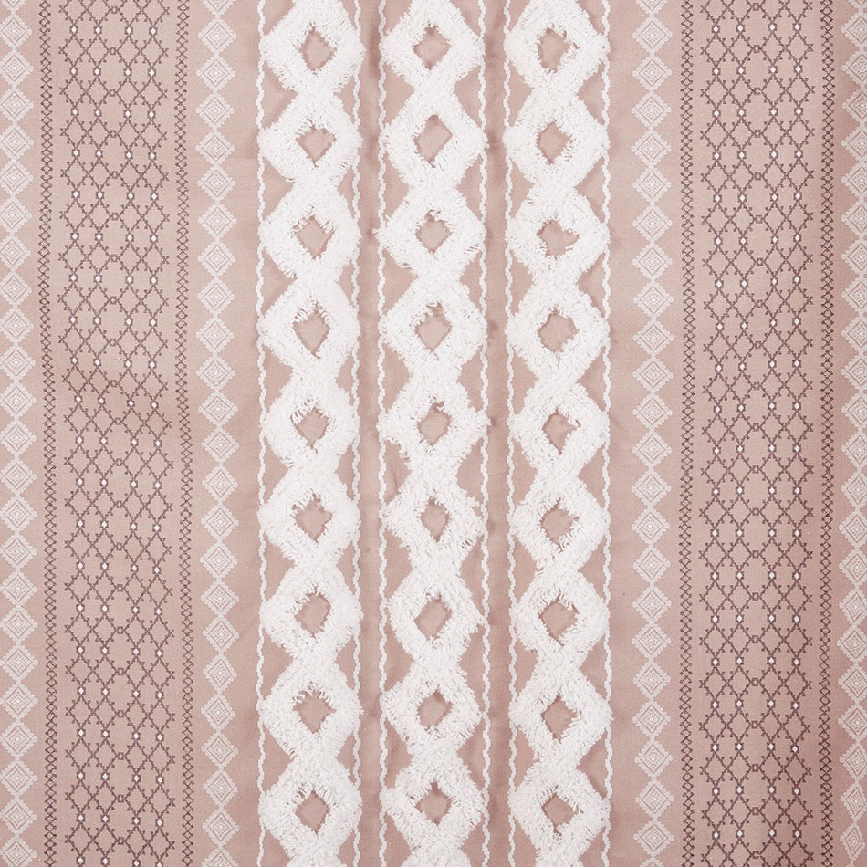 Imani Cotton Printed Shower Curtain with Chenille - Blush - 72x72"