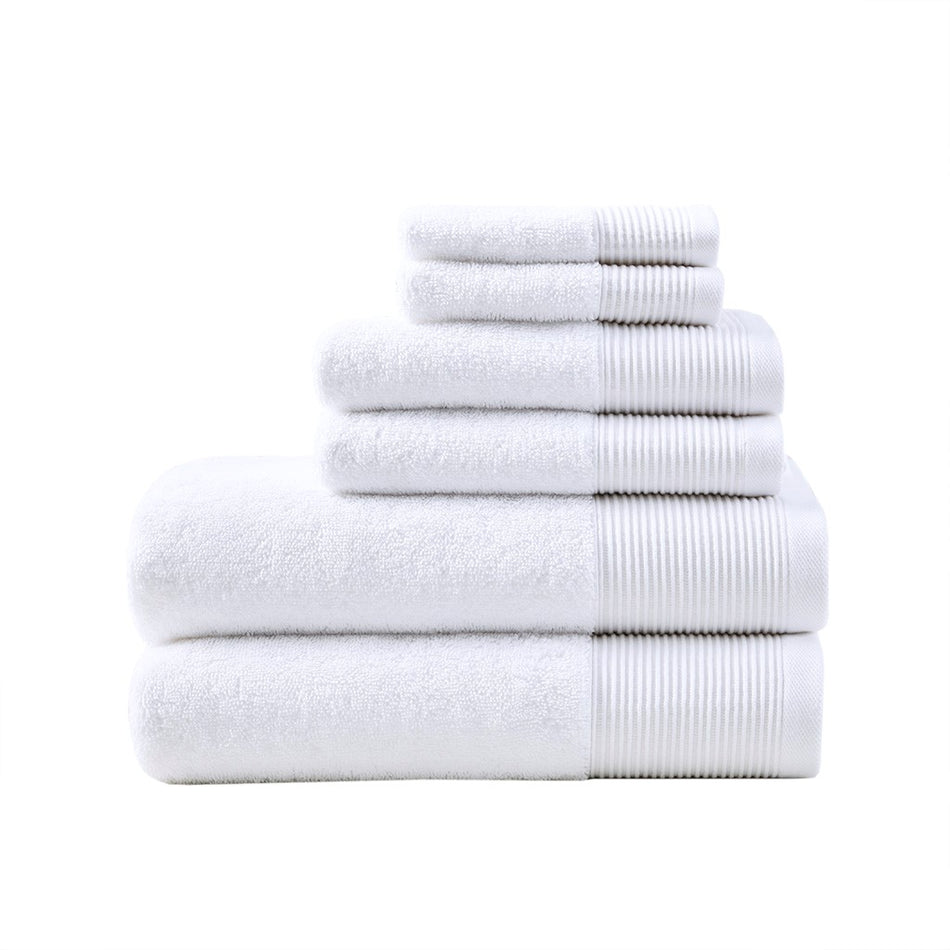 Nuage Cotton Tencel Blend Antimicrobial 6 Piece Towel Set - White