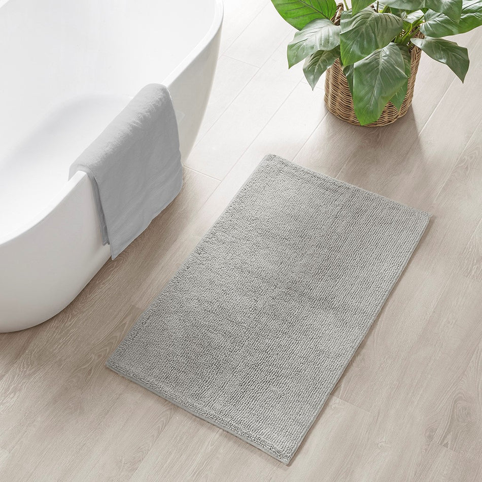 Plume Feather Touch Reversible Bath Rug - Grey - 21x34"
