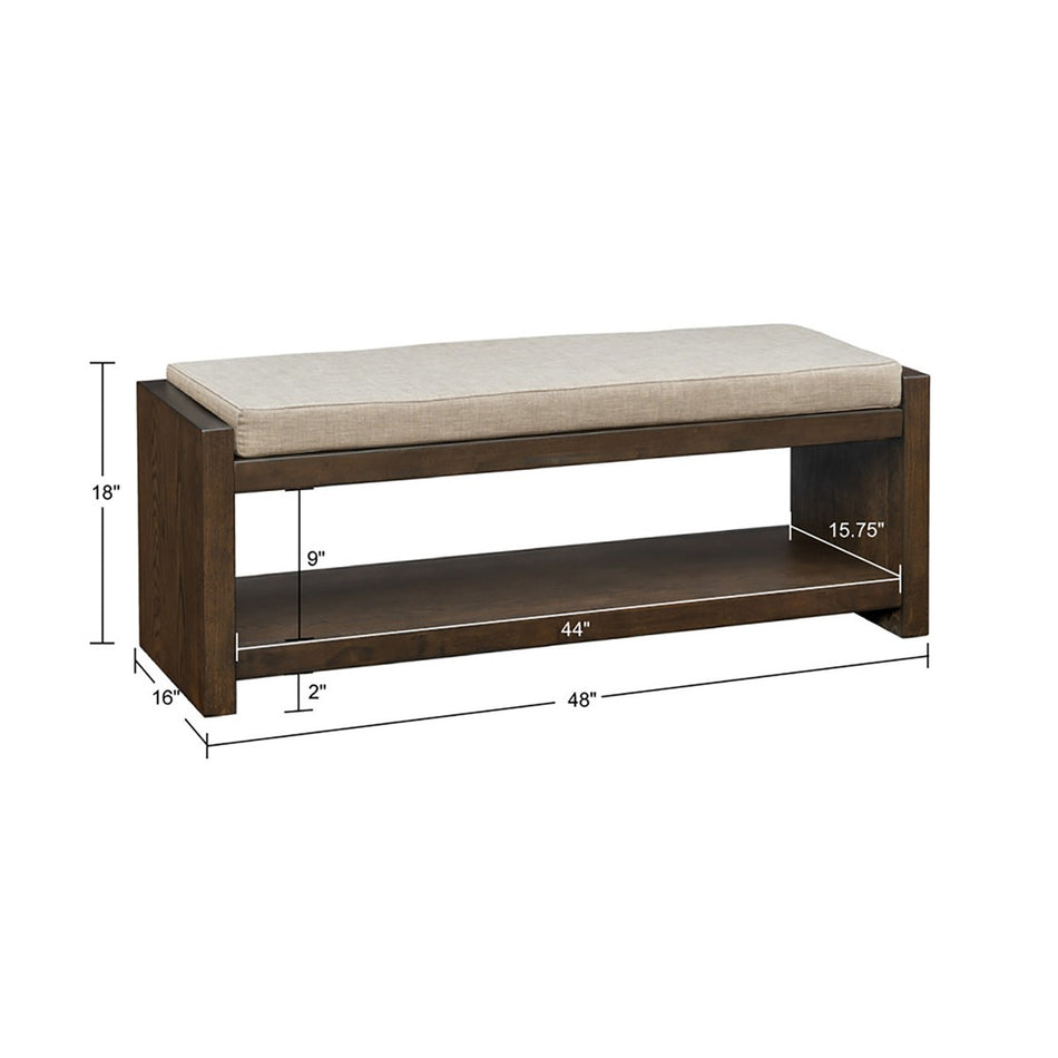 Ivan Accent Bench with Lower Shelf - Brown