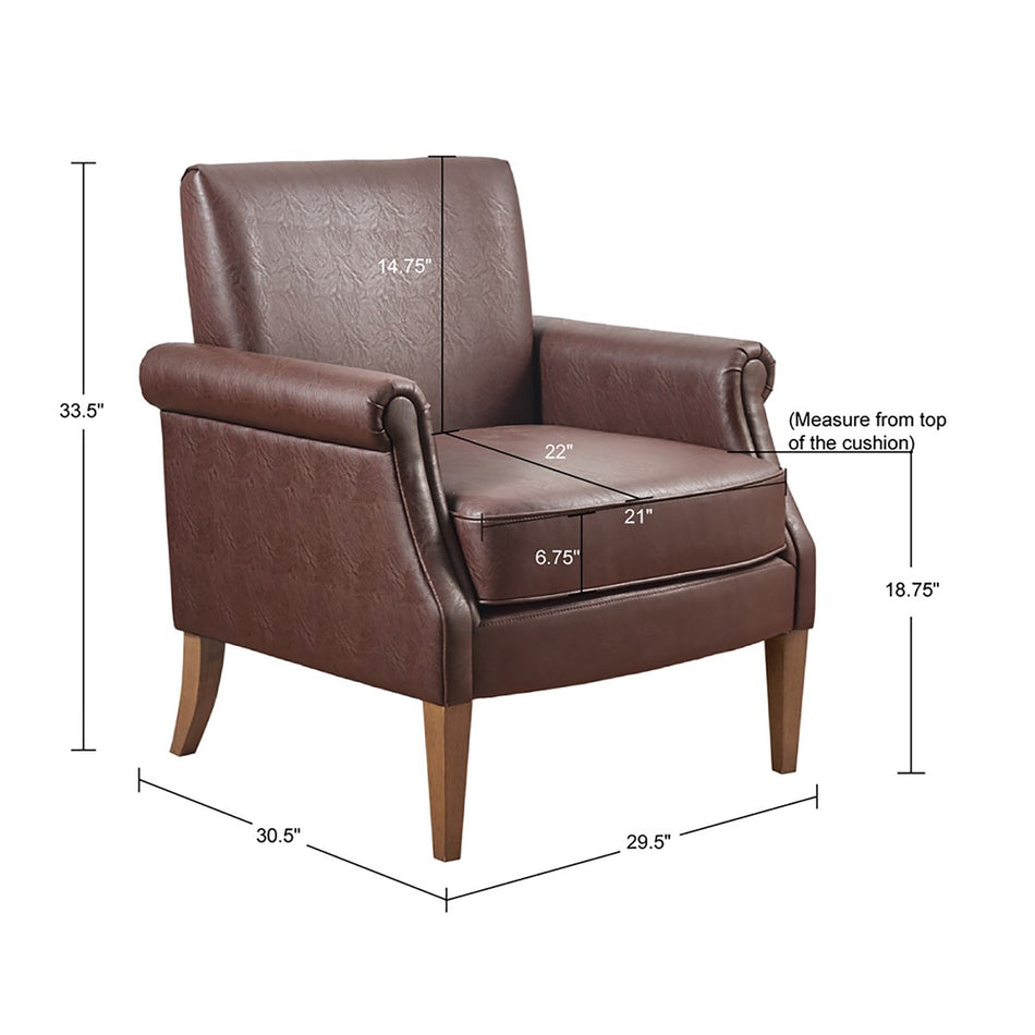 Annika Faux Leather Accent Arm Chair - Brown