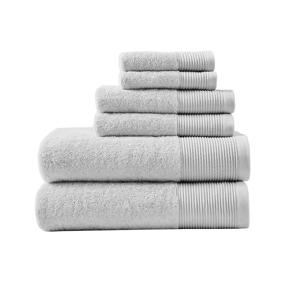 Nuage Cotton Tencel Blend Antimicrobial 6 Piece Towel Set - Grey