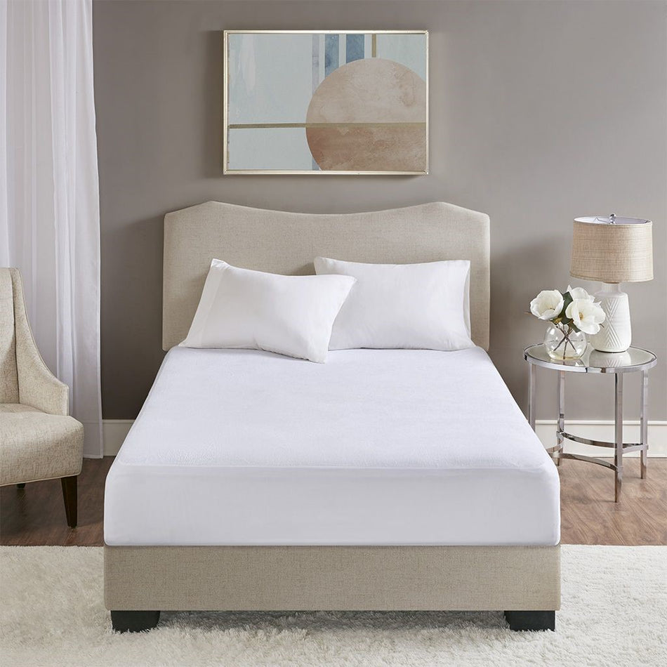 Madison Park Quinalt Waterproof Terry Topr Mattress Protector with 3M Stain Release - White  - Twin Size Shop Online & Save - ExpressHomeDirect.com