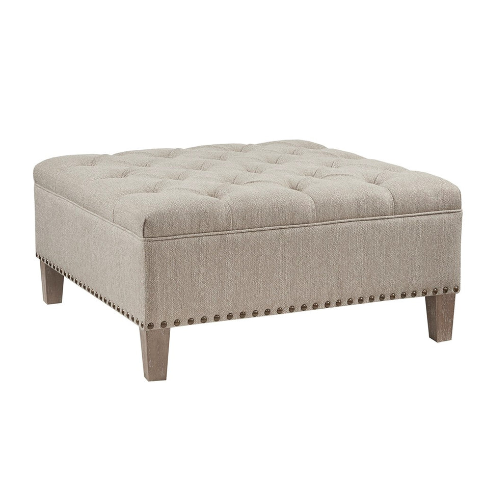 Lindsey Tufted Square Cocktail Ottoman - Taupe
